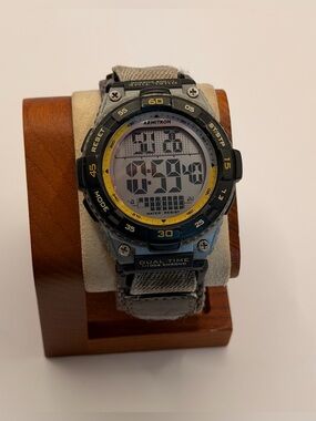 Armitron Pro Sport Digital Watch Men‎ Dual Time Black Nylon Strap- Khaki